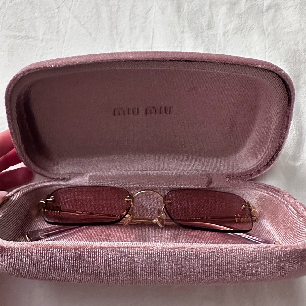 Miu Miu Pink Rectangle Sunglasses - Picture 3 of 6